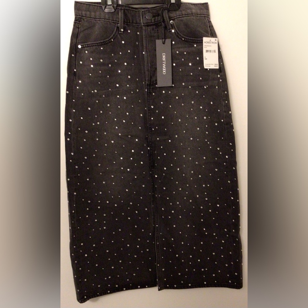 NWT Driftwood piper crystal denim midi skirt size small